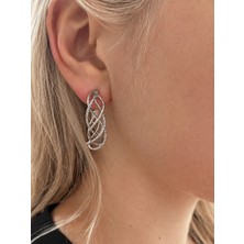 Haki Store Paslanmaz Çelik Silver Örgü Tasarımlı Küpe