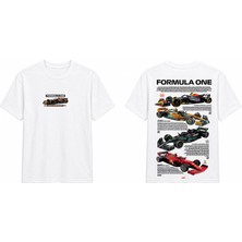 Tomris Dtg Baskı Formula One Racing Cars Oversize T-Shirt