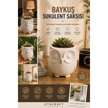 Otscraft Studio Baykuş Figürlü Sukulent Saksısı 3D Baskı Dekoratif Mini Saksı Masaüstü & Ofis Dekoru