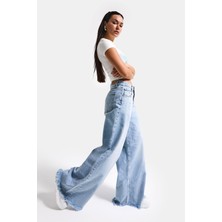 It's Basic Kadın Ice 12s6-27 Palazzo Fit Bol Kesim %100 Koton Denim Jean