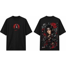 Tomris Dtg Baskı Naruto Itachi Uchiha Akatsuki Anime Oversize T-Shirt