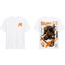 Tomris Dtg Baskı Michelangelo Ninja Kaplumbağalar Oversize T-Shirt