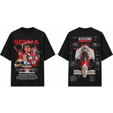 Tomris Dtg Baskı A.senna Mclaren Mp4/4 Formula Oversize T-Shirt