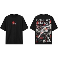 Tomris Dtg Baskı Red Bull Japonya Grand Prix Oversize T-Shirt