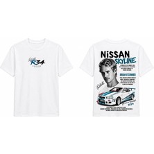 Tomris Dtg Baskı Nissan Skyline R34 Brian O’conner Jdm Oversize T-Shirt