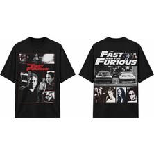 Tomris Dtg Baskı Fast And Furious Brian O'coner Vin Disell Oversize T-Shirt
