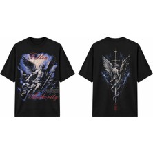 Tomris Dtg Baskı Fallen Angel Kılıç Detaylı Premium Oversize T-Shirt