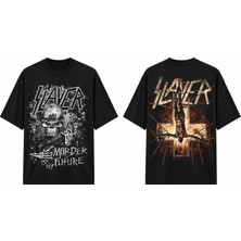 Tomris Dtg Baskı Slyr Katedral Skull Grafik Premium Oversize T-Shirt