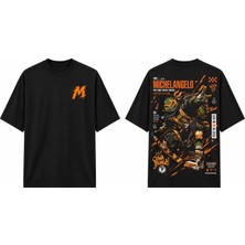 Tomris Dtg Baskı Michelangelo Ninja Kaplumbağalar Oversize T-Shirt