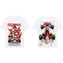 Tomris Dtg Baskı A.senna Mclaren Mp4/4 Formula Oversize T-Shirt