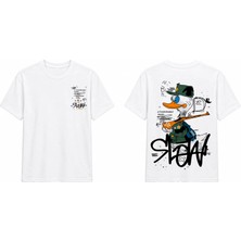Tomris Dtg Baskı Slow Duck Oversize T-Shirt