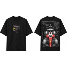 Tomris Dtg Baskı Charles Leclerc Ferrari Formula 1 Oversize T-Shirt