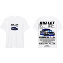 Tomris Dtg Baskı  Gtr R34 Bullet Jdm Oversize T-Shirt