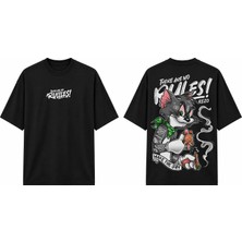 Tomris Dtg Baskı Tomm ve Jerryy T-Shirt Oversize T-Shirt