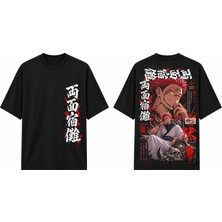 Tomris Dtg Baskı Jujutsu Kaisen Ryomen Sukuna Manga Oversize T-Shirt