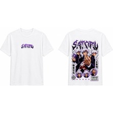 Tomris Dtg Baskı Jujutsu Kaisen Gojo Satoru Anime Oversize T-Shirt