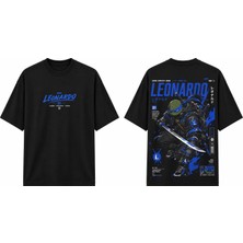 Tomris Dtg Baskı Leonardo Ninja Kaplumbağalar Anime Oversize T-Shirt