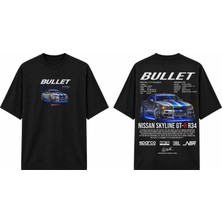 Tomris Dtg Baskı  Gtr R34 Bullet Jdm Oversize T-Shirt