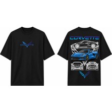 Tomris Dtg Baskı Corvette C8 Supercar Oversize T-Shirt