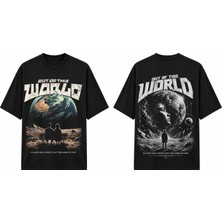 Tomris Dtg Baskı Out Of This World Kozmik Baskılı Oversize T-Shirt