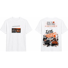 Tomris Dtg Baskı Charger ve Supra Yarış T-Shirt Jdm Oversize T-Shirt