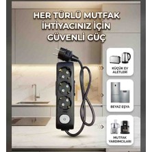 DC-ELEKTRO Viko Multi-Let 3 Lü (1-15 Metre Arası) 3x2.5 Anahtarlı Çocuk Korumali % Yüz Tam Bakır Ttr Kablolu Uzatma Seyyar (Markanin Özel Üretimi Orijinal Tse Fişli Bakir Kablolu)