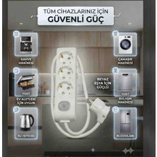DC-ELEKTRO Viko Multi-Let 3 Lü (1-15 Metre Arası) 3x2.5 Anahtarlı Çocuk Korumali % Yüz Tam Bakır Ttr Kablolu Uzatma Seyyar (Markanin Özel Üretimi Orijinal Tse Fişli Bakir Kablolu)
