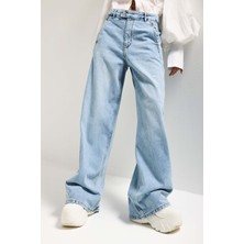 It's Basic Kadın Ice 4s6-3 Barrel Yüksek Bel Fit Süper Bol Kesim Kemer Detaylı Tasarım Denim Jean