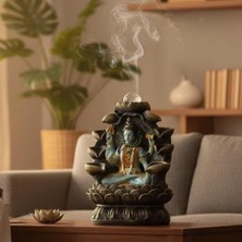 Keyfim Shop Dekoratif Büyük Boy Şelaleli LED Işıklı Shiva Masaüstü Dekoratif Su Çeşmesi – Akan Su Efektli Feng Shui, Meditasyon, Yoga, Ev ve Ofis Dekoru 40CM