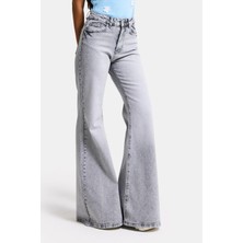 It's Basic Kadın Gri 4s6-12 MRY Flare Fit Komfort Kumaş Denim Jean