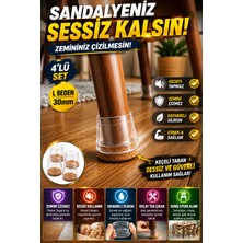 Toyfest 4’lü Keçeli Şeffaf Silikon Sandalye Ayak Koruyucu | Sessiz Zemin Çizmez L Beden 30MM