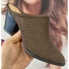Bags Shoes Nish N338 Kadın Hakiki Deri Burnu Kapalı Topuklu Terlik