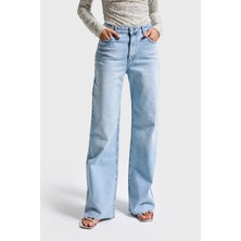 It's Basic Kadın Ice 4s6-3 Straight Fit Yüksek Bel Elastan Kumaş Paça Dikişsiz Denim Jean