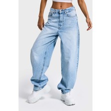 It's Basic Kadın Ice Kot Rengi Cindy 4s6-3 Skater Fit Bol Kesim %100 Koton Denim Jean