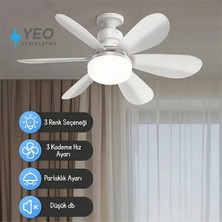Yeo Aydınlatma LED Işık ve Fan Sessiz 3 Renk Modu ve 3 Hız Modu Kumandalı Tavan Vantilatörü