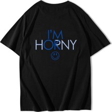  Unisex Oversize I'm Ok :) T-Shirt Siyah