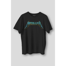  Siyah Metallica Baskılı Tişört Unisex Regular Fit Pamuklu T-Shirt
