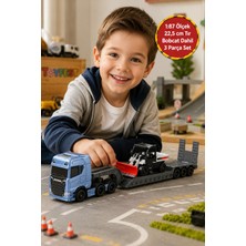 Toyfest Scania 770 S 1:87 Taşıyıcı Tır Bobcat Kar Küreme Iş Makineli Model Set 22.5 cm