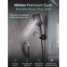 Mintev Noozle Siyah Lüks Duş Başlığı Siyah Hortum ve Mafsal Komple Set