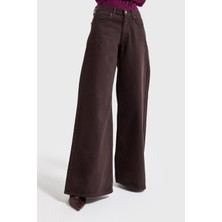 It's Basic Kadın Acı Kahve Hera 6w5-81 Palazzo Fit %100 Koton Denim Jean