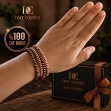 Dmt Copper Home %100 El Yapımı Şık Tasarım Kalın Dövülmüş Saf Bakır Bilezik Bakır Takı Bilekliği 4 Lü Set