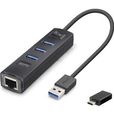 Skygo USB Type-C 3.2 Gen1 Hub Ethernet Gigabit 4 Port Siyah RJ4503