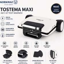 Korkmaz Tostema Maxi Tost Makinesi 1800 W Beyaz Yanmaz Yapışmaz Kaplama ile 6 Dilim Kapasite