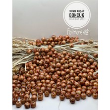 FioliMore 10 mm Desenli Ahşap Boncuk (25 gr 90 Adet) Delik Çapı 3 mm Makrome Takı Tasarım Hobi Boncuğu