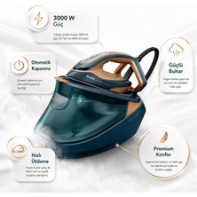 Tefal Buhar Kazanlı Ütü 9 Bar Profesyonel Güç | 3000 W, 750 G Şok Buhar, LED Işıklı Uç, Durilium Taban, Siyah-Altın