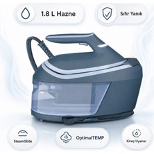 Philips Perfectcare Kompakt Buhar Kazanlı Ütü 8 Bar | 2400 W, 550 G Şok Buhar, Ayar Gerektirmeyen Optimaltemp, 1,8 L Hazne, Mavi