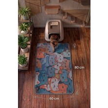 Uygur Home Xl - Chibi 2  Temalı Petek Dokulu Kedi Kumu Yakalama Paspası - 60X80 cm