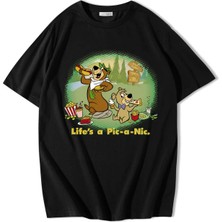  Unisex Oversize Life's A Pia-A Nic.t-Shirt Siyah