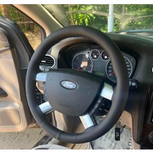 Hasbay Dikişli Direksiyon Kılıfı Siyah Deri Mavi Dikişli F.ord Connect Için