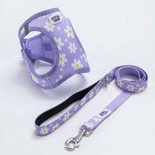 Pettrend Purple Dream Göğüs Tasması ve Sevk Kayışı Tasma Seti Papatya Desenli Kedi Köpek Göğüs Tasması Seti